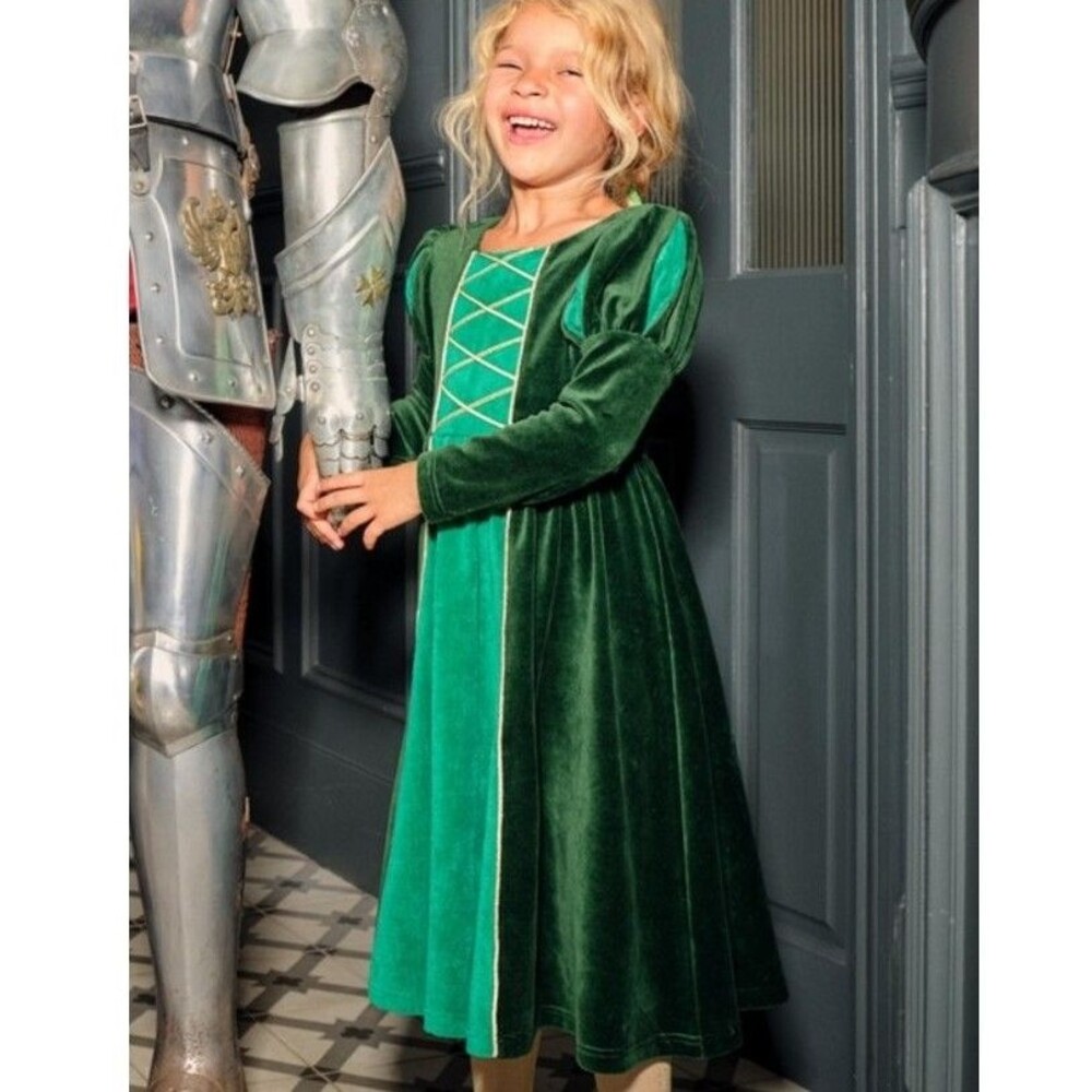 Mini Boden Girls Puff Sleeve Green Princess dress size 11-12 Good condition RARE